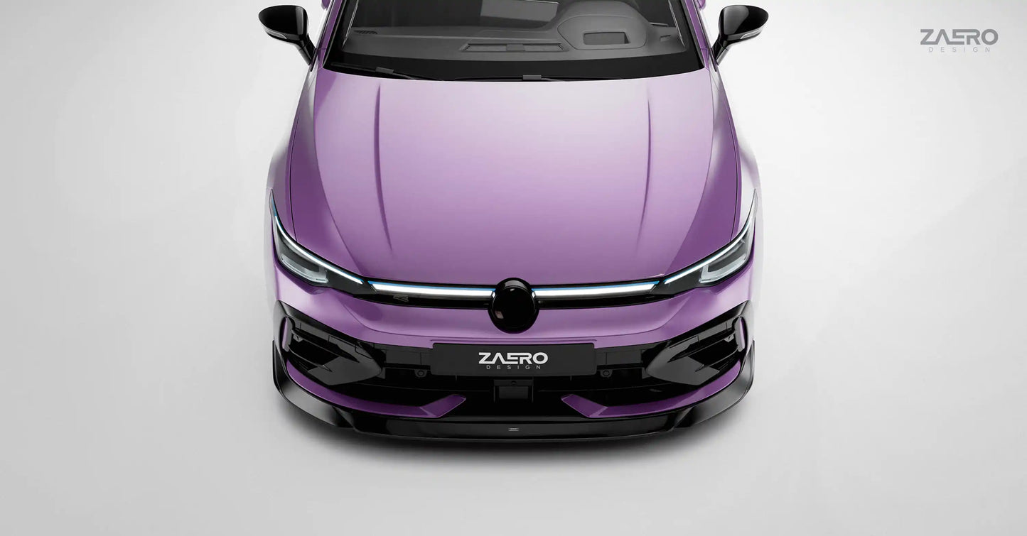 VW Golf 8.5 R Front Lip by Zaero Design - gloss black, fitted