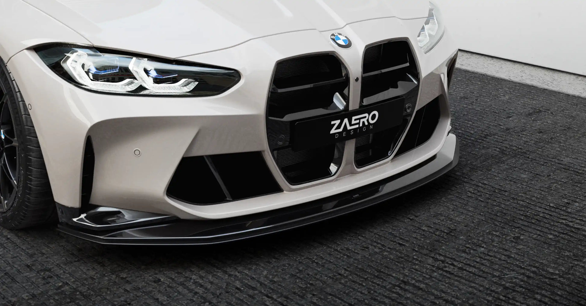 BMW M3 / M4 G8X Kidney Grilles by Zaero Design - gloss black, fitted